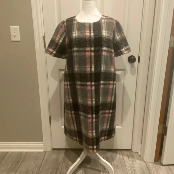 Anthropologie Line & Dot Frontier Plaid Short Sleeve Mini Dress - Picture 2 of 12